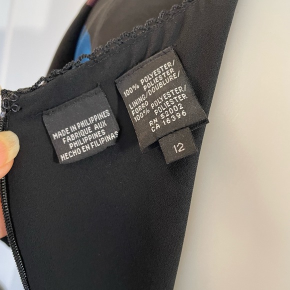 EUC LIZ CLAIBORNE long flower black dress 12 - Picture 10 of 11